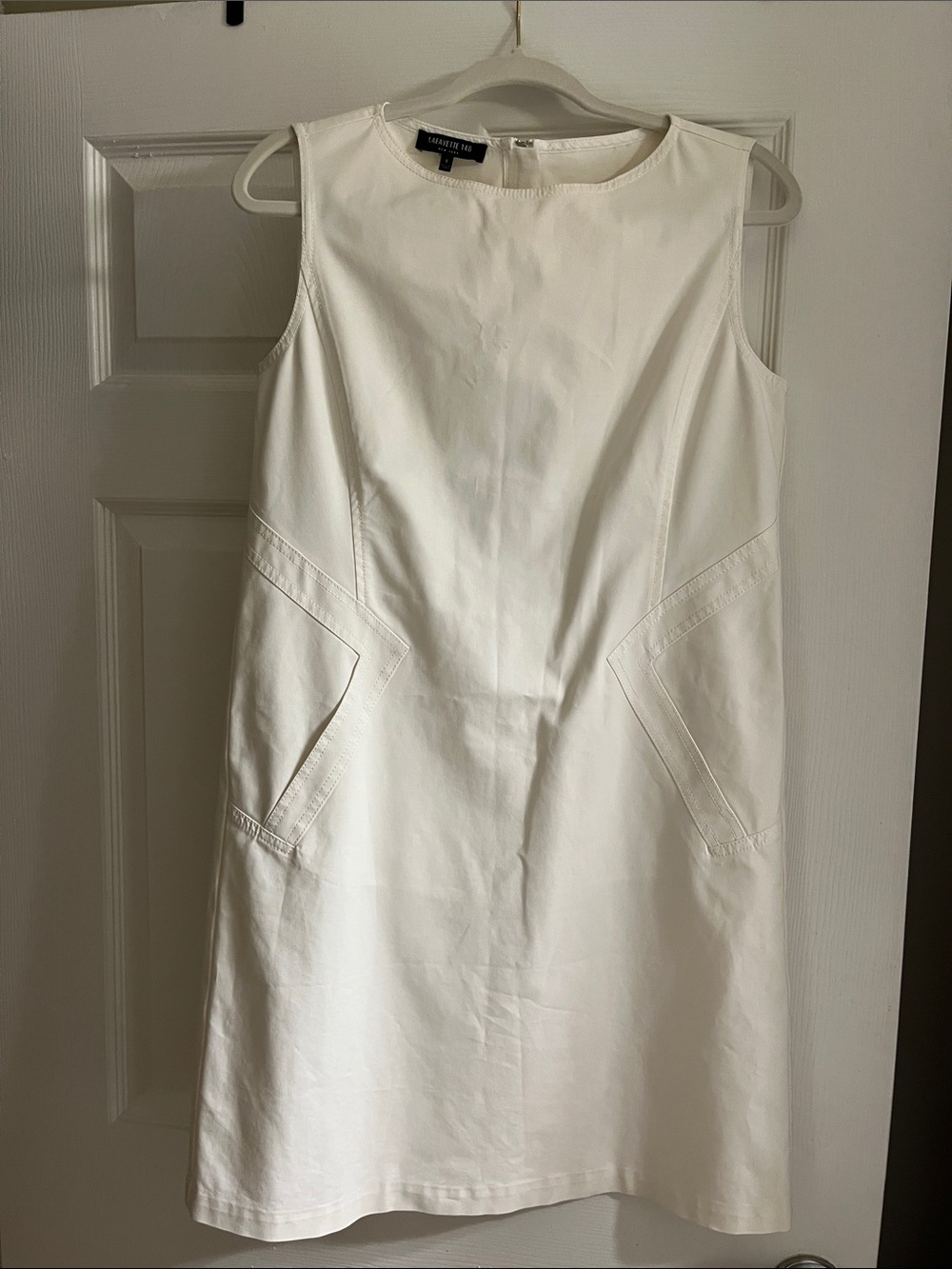 Lafayette 182 White Sleeveless Shift Dress